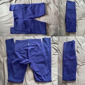 Mesh lululemon leggings. Blue.
